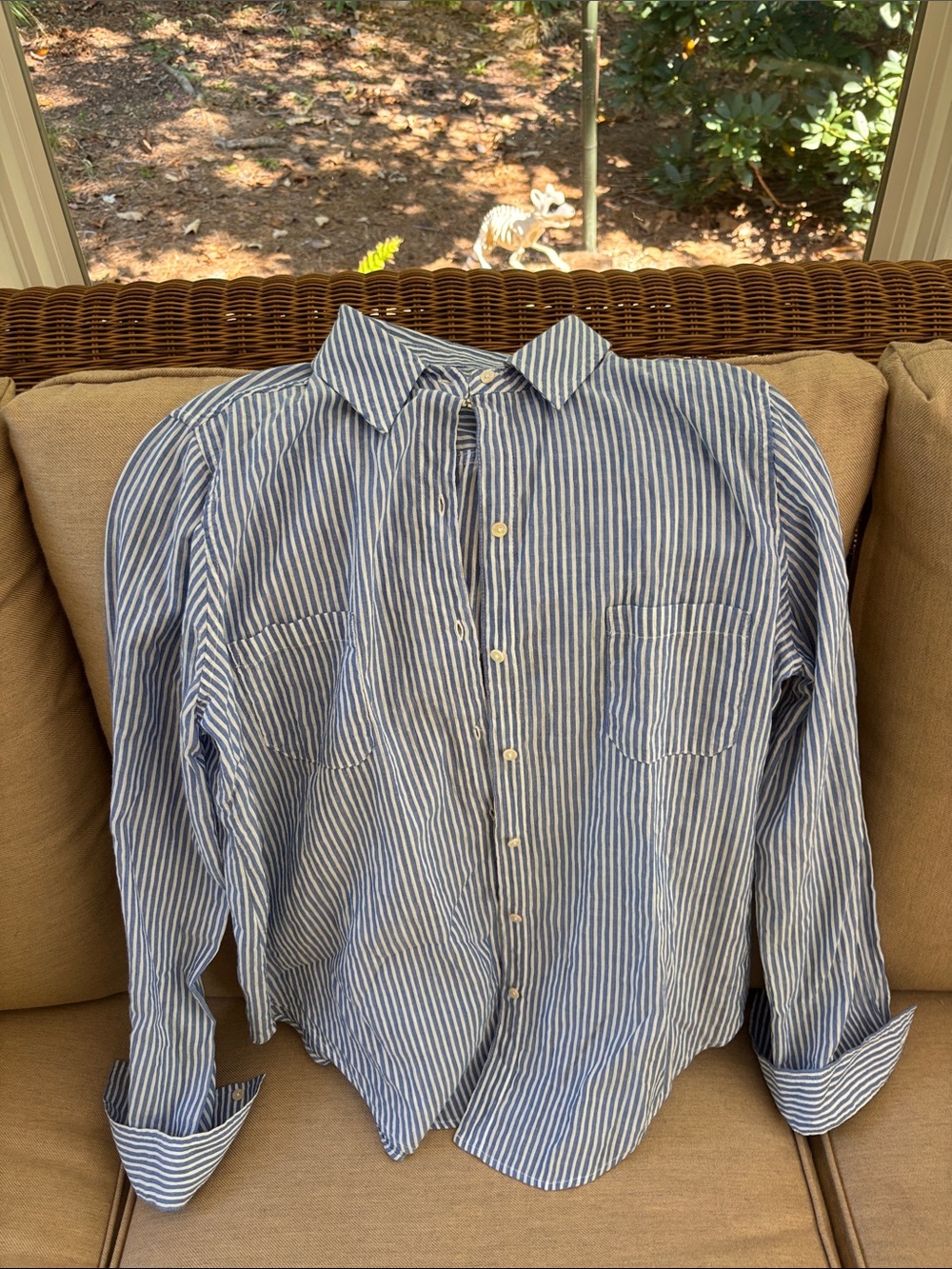 Lilly Pulitzer Blue and White Striped Button-Down Shirt